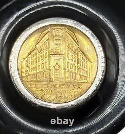 14k Black Onyx Milor Repvbblica Italiana Lira Coin Pendant Yellow Gold Bale