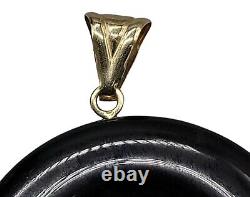 14k Black Onyx Milor Repvbblica Italiana Lira Coin Pendant Yellow Gold Bale