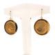14k Gold Earrings Repubblica Italiana Lire Coin Tiger Eye Halo Dangle Italy