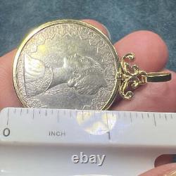 14k Gold Italian 500 Lire Coin Pendant. Pinta, Nina + Santa Maria Ships