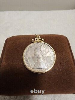 14k Gold Italian 500 Lire Coin Pendant. Pinta, Nina + Santa Maria Ships 12.67 g