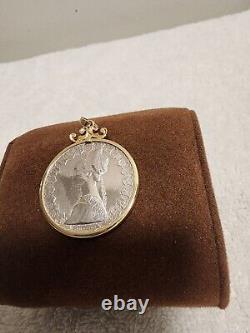 14k Gold Italian 500 Lire Coin Pendant. Pinta, Nina + Santa Maria Ships 12.67 g