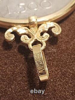 14k Gold Italian 500 Lire Coin Pendant. Pinta, Nina + Santa Maria Ships 12.67 g