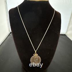 14k Gold Italian 500 Lire Coin Pendant. Pinta, Nina + Santa Maria Ships 1961