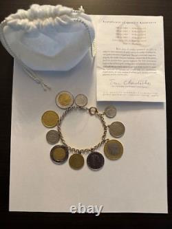 14k Italian Gold Rolo Charm Bracelet With 10 Italian Lire Coins 8