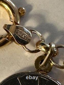 14k Italian Gold Rolo Charm Bracelet With 10 Italian Lire Coins 8