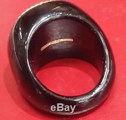 14k Milor Italy Hand Crafted Black Onyx Ring Set Italian Republic Coin Size 6