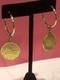14k Solid Gold Hoops/with Genuine Italian Euro Coin Charms 2 Drop