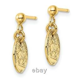 14k Yellow Gold Polished Coins Dangle Earrings