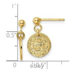 14k Yellow Gold Polished Coins Dangle Earrings