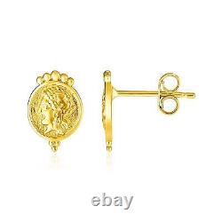 14k Yellow Gold Roman Coin Earrings