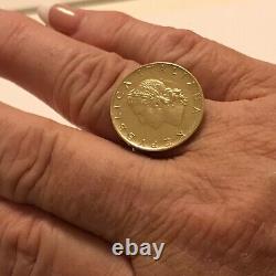 14k coin ring size 8 yellow gold 4.8 grams 7/8 band Milor Italy