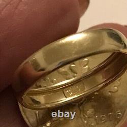 14k coin ring size 8 yellow gold 4.8 grams 7/8 band Milor Italy