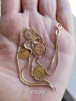 14k yellow gold coin link bracelet 7.5 6.6 grams