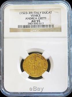 1523-1539 Gold Venice Italy Ducat Doge Andrea Gritti Ngc About Uncirculated 55