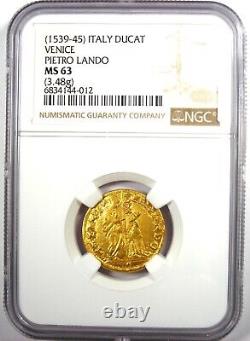 1539-45 Italy Venice Gold Christ Lando Ducat Coin Certified NGC MS63 (BU UNC)
