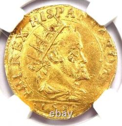 1588 Italy Milan Gold Philip II Doppia Gold Coin Certified NGC MS62 (BU UNC)