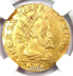 1588 Italy Milan Gold Philip II Doppia Gold Coin Certified NGC MS62 (BU UNC)