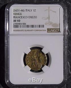 (1631-46) ND Italy 1 Zecchino Gold Venice Francesco Erizzo NGC XF40 FR#1310