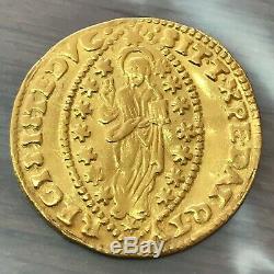 1655-1656 VENETIAN ZECHINO GOLD COIN CARLO CONTARINI DOGE of VENICE ITALY #Y80