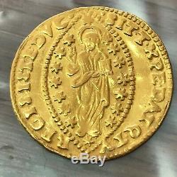 1655-1656 VENETIAN ZECHINO GOLD COIN CARLO CONTARINI DOGE of VENICE ITALY #Y80