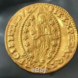 1655-1656 VENETIAN ZECHINO GOLD COIN CARLO CONTARINI DOGE of VENICE ITALY #Y80