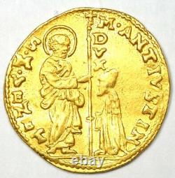 1683 Italy Venice Giustinian Gold Zecchino 1Z Ducat Choice AU / UNC MS