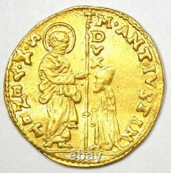 1683 Italy Venice Giustinian Gold Zecchino 1Z Ducat Choice AU / UNC MS