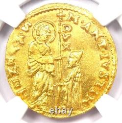 1684-1688 Italy Venice Giustinian Gold Christ Zecchino 1Z Ducat NGC MS64 BU