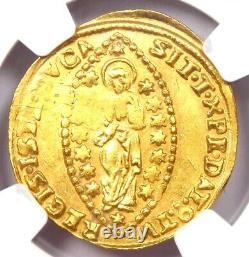 1709-1722 Italy Venice Corner II Gold Zecchino 1Z Ducat. NGC Uncirculated Detail
