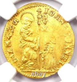 1709-1722 Italy Venice Corner II Gold Zecchino 1Z Ducat. NGC Uncirculated Detail