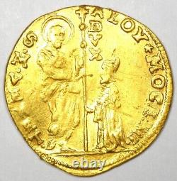 1722-1732 Italy Venice Mocenigo Gold Zecchino Ducat Christ Coin Good XF / AU