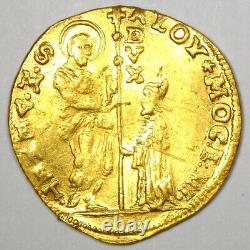 1722-1732 Italy Venice Mocenigo Gold Zecchino Ducat Christ Coin Good XF / AU