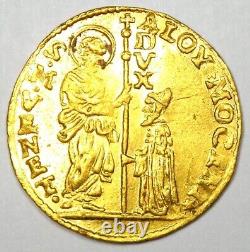 1722 Italy Venice Mocenigo Gold Zecchino Ducat Christ Coin Choice AU / UNC MS