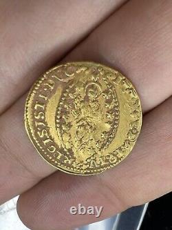 1722 Italy Venice Mocenigo Gold Zecchino Ducat Christ Coin Good AU