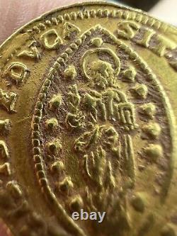 1722 Italy Venice Mocenigo Gold Zecchino Ducat Christ Coin Very Good AU