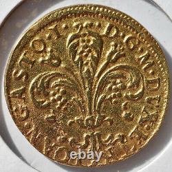 1725 Florino Gaston Tuscany Italy Italian States World Gold FR# 328 Circulated