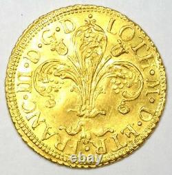 1737 Italy Firenze Gold Francesco II Zecchino 1Z Choice AU / UNC MS Details
