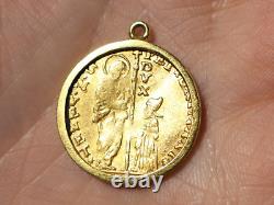 1741-1752 Italy Venetian Pietro Grimani Gold Coin DUCAT Pendant Mount 5.2g #TC2