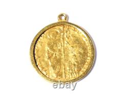 1741-1752 Italy Venetian Pietro Grimani Gold Coin DUCAT Pendant Mount 5.2g #TC2