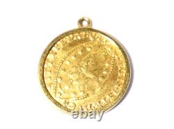 1741-1752 Italy Venetian Pietro Grimani Gold Coin DUCAT Pendant Mount 5.2g #TC2