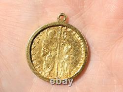 1741-1752 Italy Venetian Pietro Grimani Gold Coin DUCAT Pendant Mount 5.2g #TC2