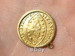 1741-1752 Italy Venetian Pietro Grimani Gold Coin DUCAT Pendant Mount 5.2g #TC2