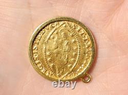 1741-1752 Italy Venetian Pietro Grimani Gold Coin DUCAT Pendant Mount 5.2g #TC2