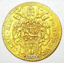 1773 Italy Papal States Gold Clement XIV Zecchino Coin 1Z VF / EF Details
