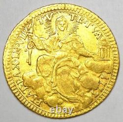 1773 Italy Papal States Gold Clement XIV Zecchino Coin 1Z VF / EF Details