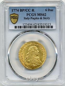 1774 Italy Naples & Sicily 6 Ducati, Ferdinando IV Cat #KM176 PCGS MS62