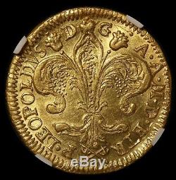 1778 Italy Tuscany 3 Zecchino Ruspone Gold Coin NGC UNC Details RARE C# 28
