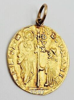 1789-1797 Venice Gold Zecchino Ducat Ludovico Manin Coin/Necklace Pendant 3.37g