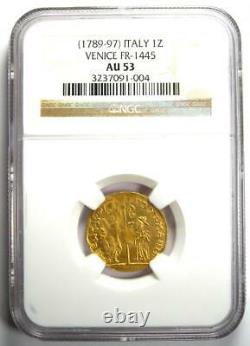 1789-97 Italy Venice Gold Zecchino 1Z. Certified NGC AU53 Rare Coin